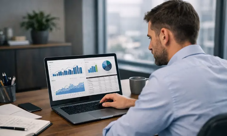 Business leaders using advanced analytics for data-driven decision making