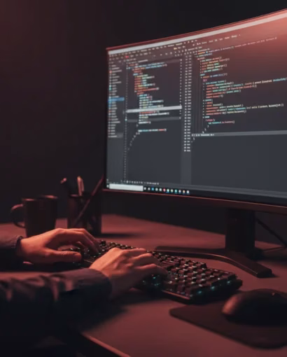 Software engineers writing custom application code