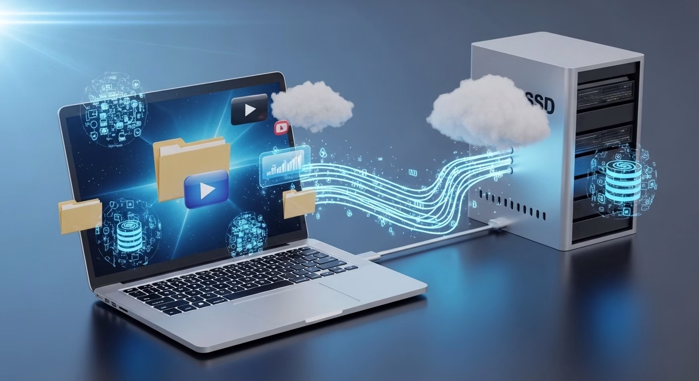 High-performance SSD storage for media files and cloud backups