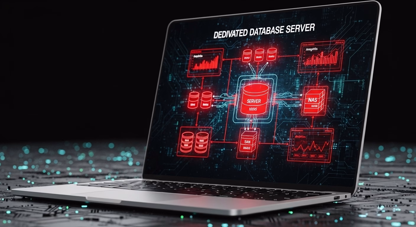Enterprise database server handling high-volume data queries for business applications