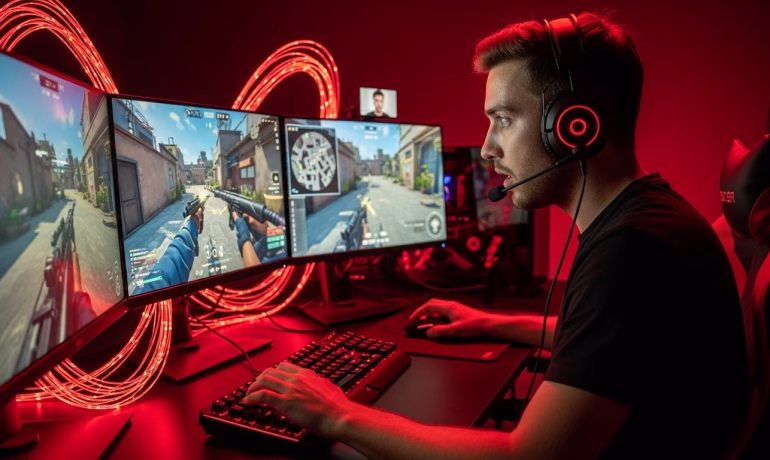 Gamer enjoying smooth multiplayer gameplay with lag-free gaming server in Pakistan