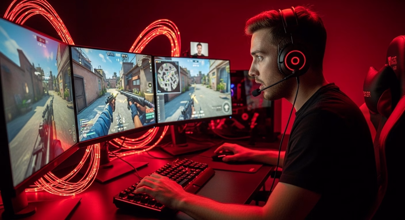 Gamer enjoying smooth multiplayer gameplay with lag-free gaming server in Pakistan