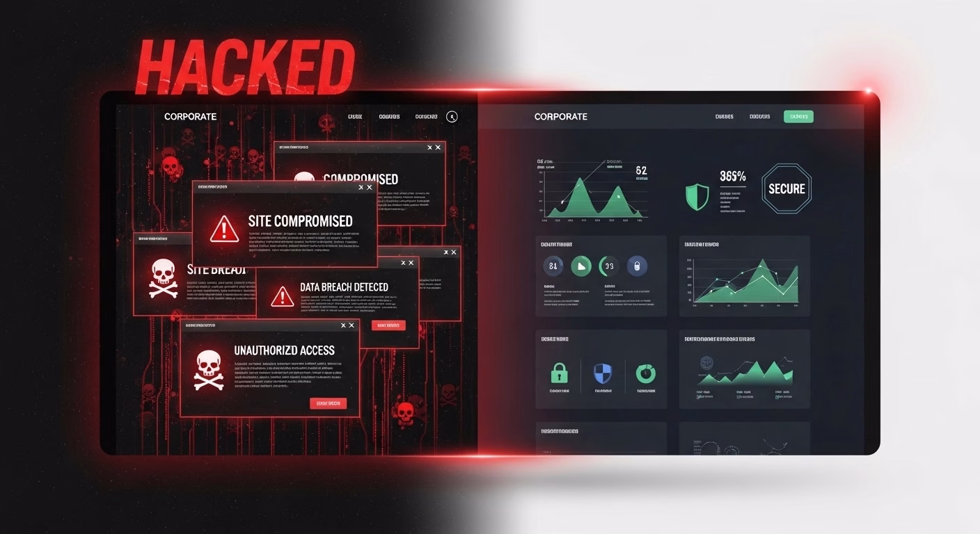 Website security reinforcement after fixing hacked website with firewall and monitoring