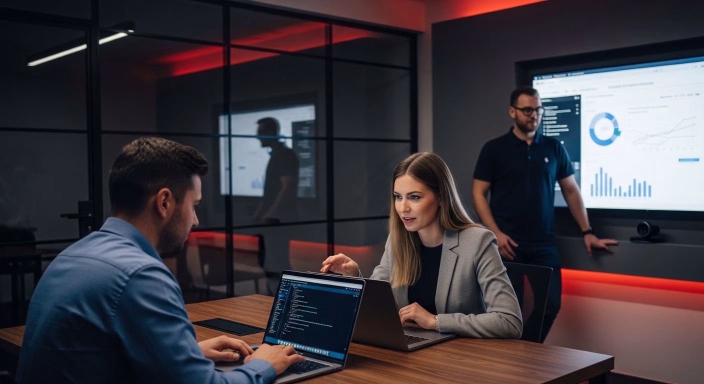 IT staff augmentation team collaborating to fill skill gaps in software development project