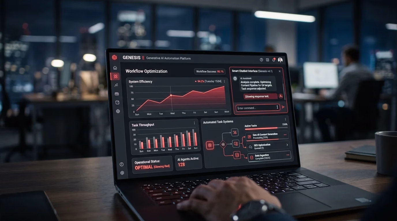 Business professionals using generative AI technology for smarter automation and data analysis