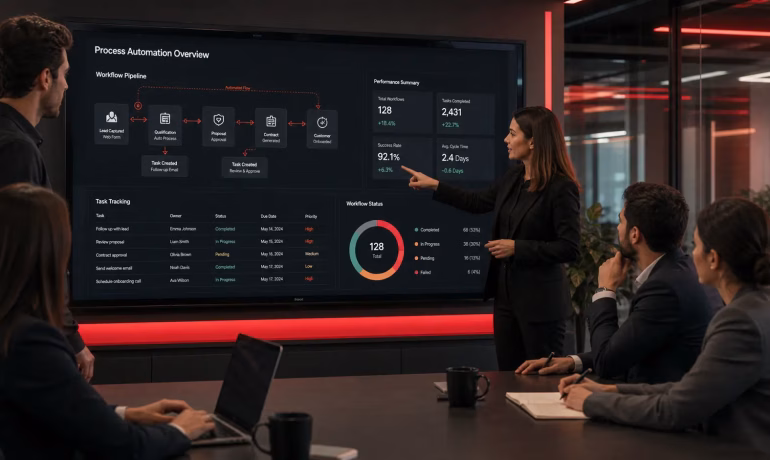 Team using Dynamics 365 services in Pakistan for business process automation and system integration