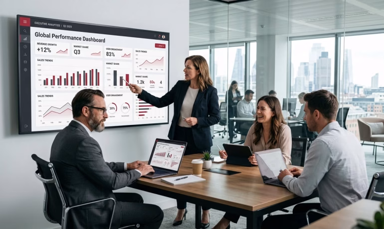 Business professionals using enterprise solutions to streamline operations and improve decision-making.