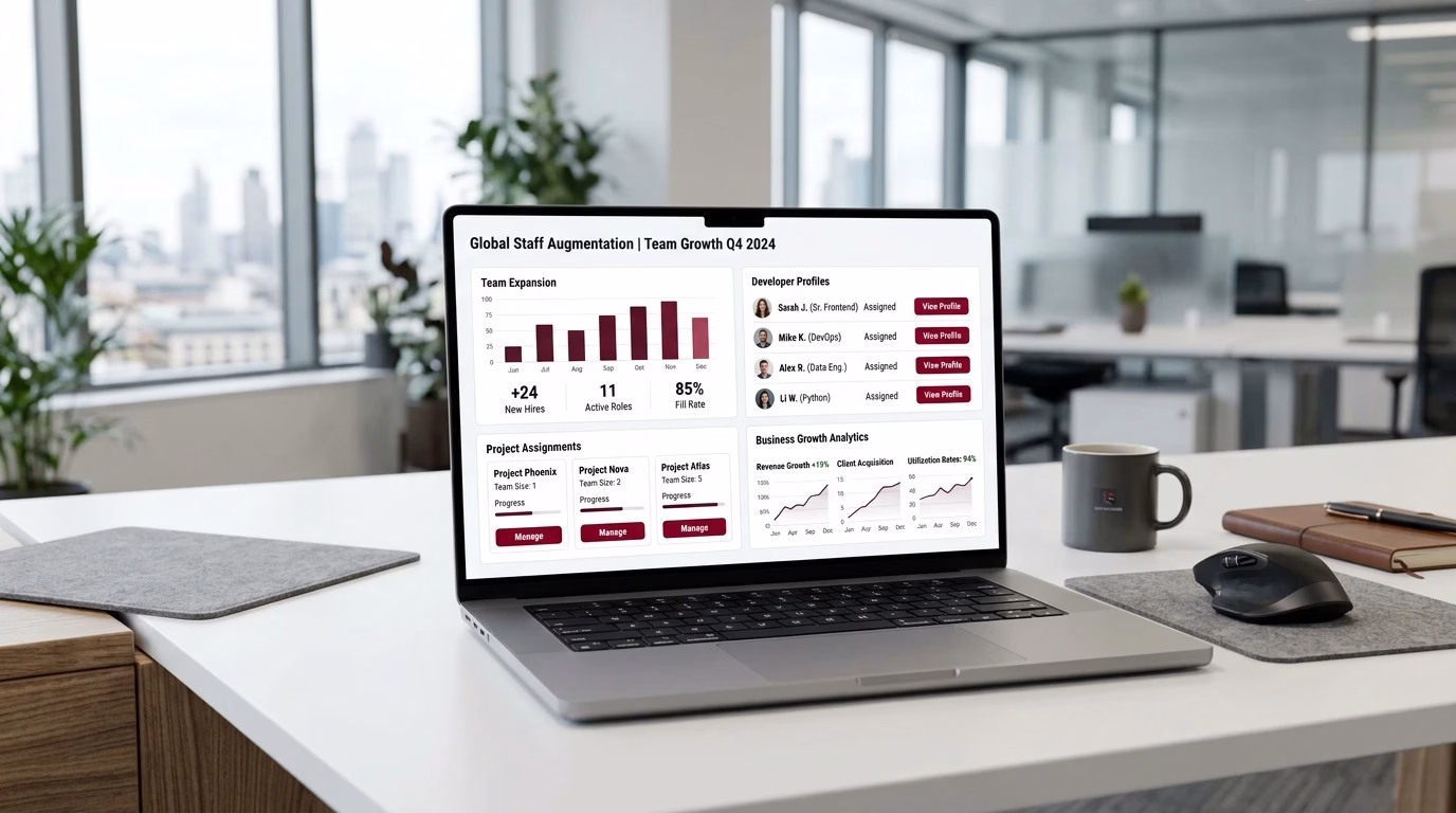 Flexible IT staff augmentation enabling companies to access specialized talent and expand technical capabilities.
