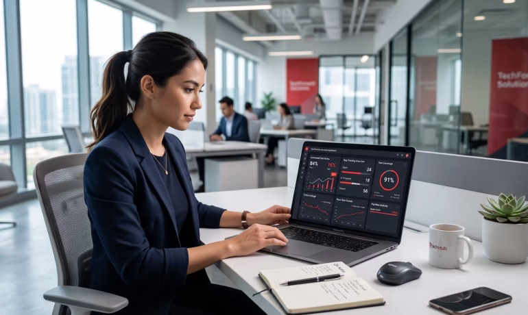 Software testing experts analyzing application performance, security, and functionality using Testing As A Service solutions.