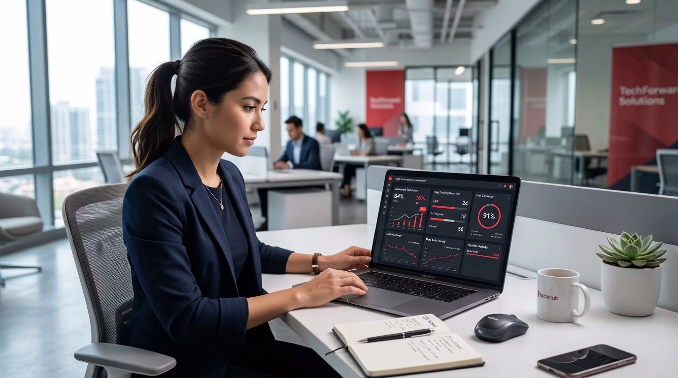 Software testing experts analyzing application performance, security, and functionality using Testing As A Service solutions.