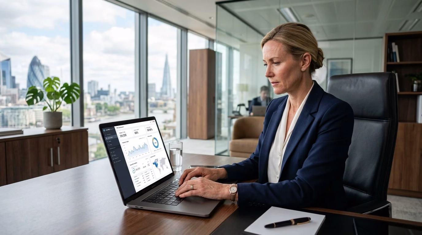 Business professionals using enterprise solutions to improve workflow efficiency and collaboration.