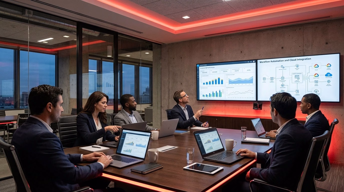 Enterprise dashboard displaying integrated business data, analytics, and operational insights.