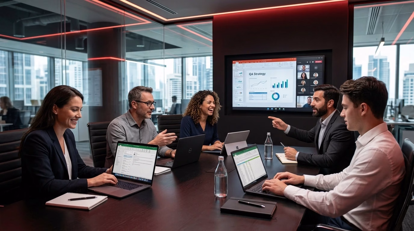 Employees collaborating remotely using Google Workspace for Business