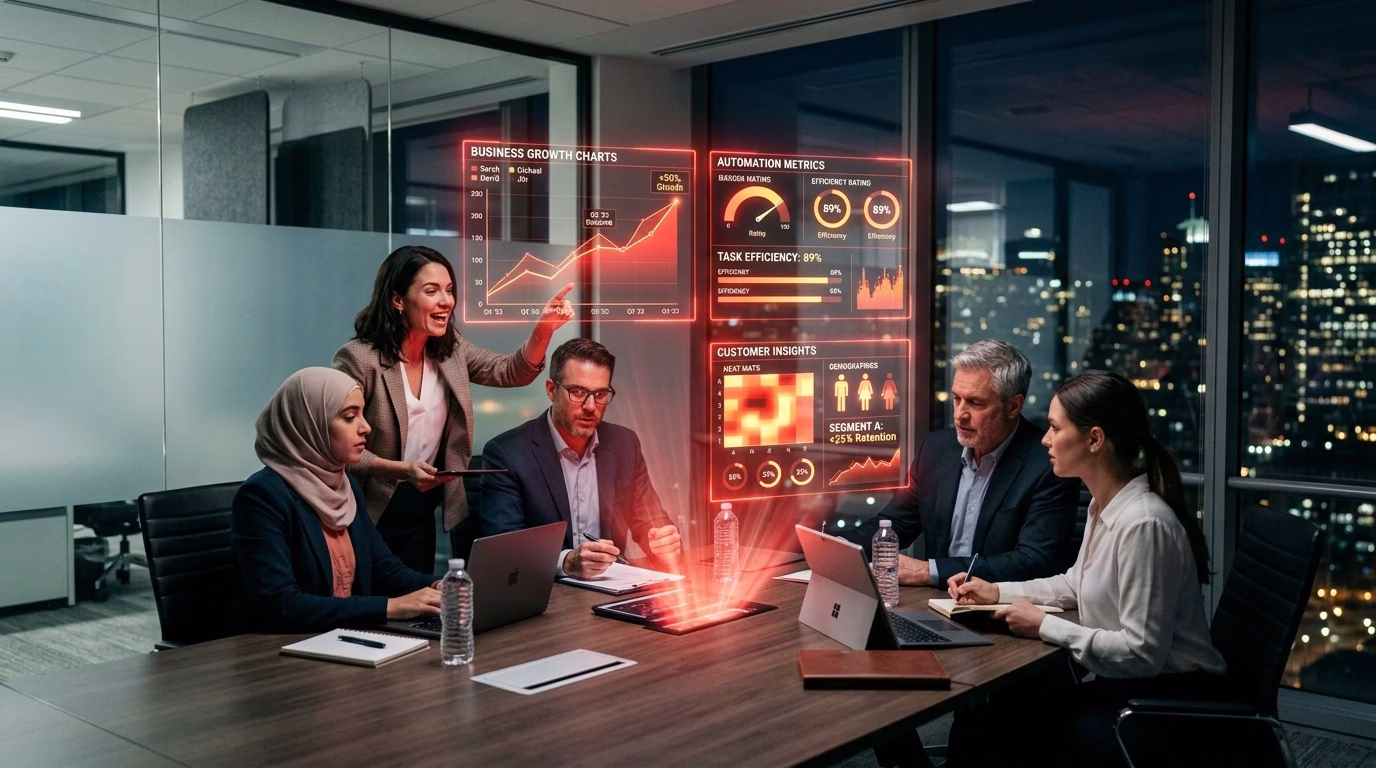 Business professionals using Generative AI to streamline operations and enhance decision-making