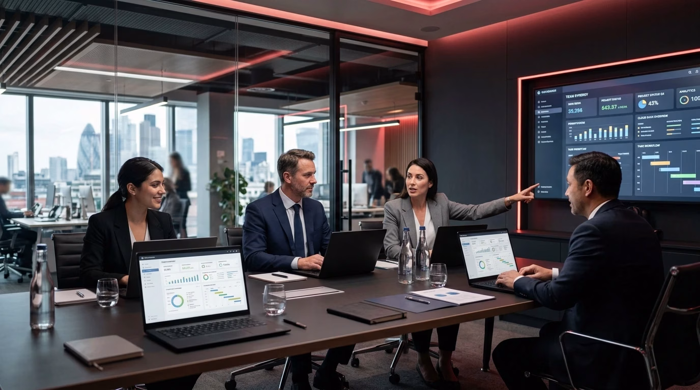 Microsoft 365 business collaboration platform enabling secure file sharing and team communication