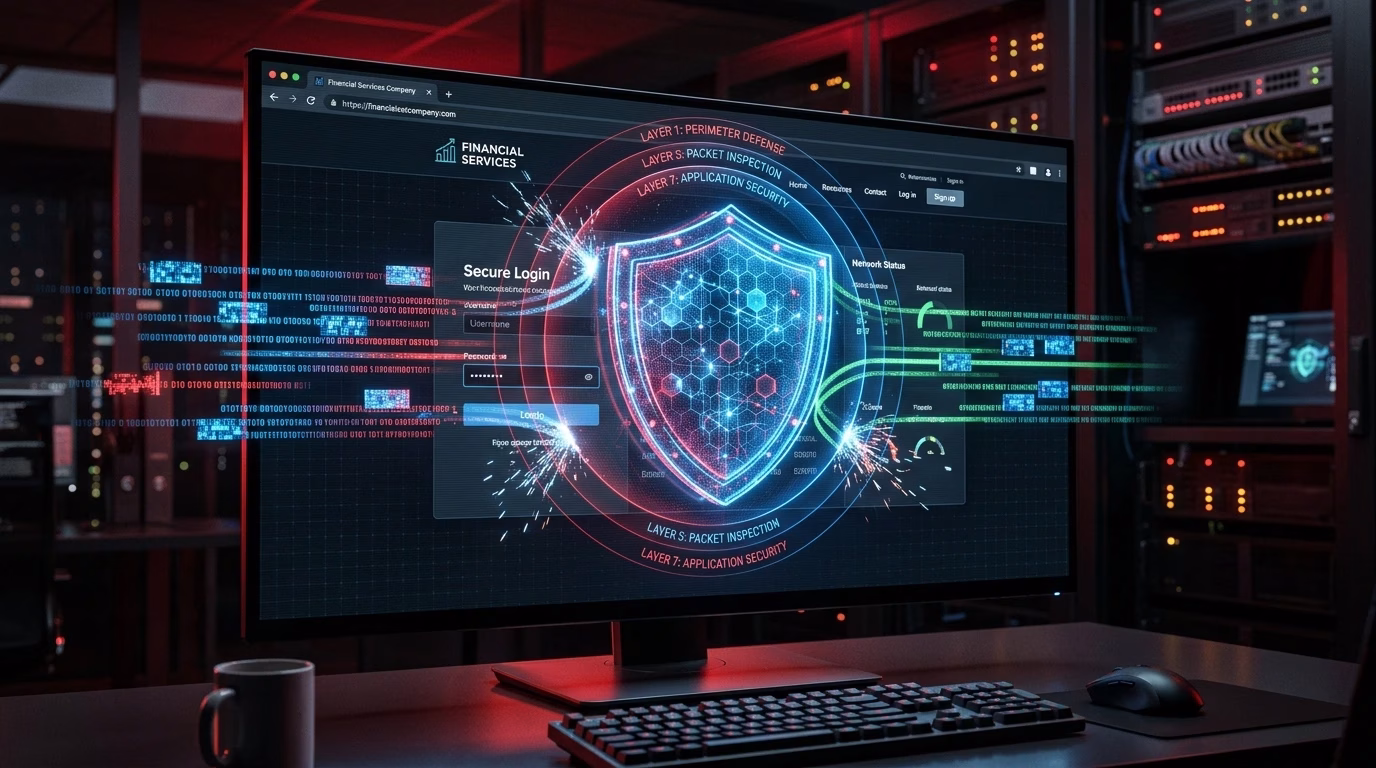Website security monitoring dashboard protecting business websites from cyber threats, vulnerabilities, and unauthorized access.
