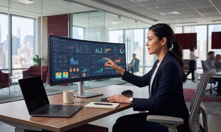 Advanced analytics dashboard displaying business intelligence, data visualization, and performance metrics for data-driven decision making.