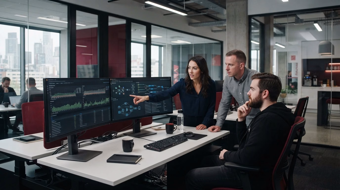 DevOps engineer automating software deployment and cloud infrastructure for faster application delivery
