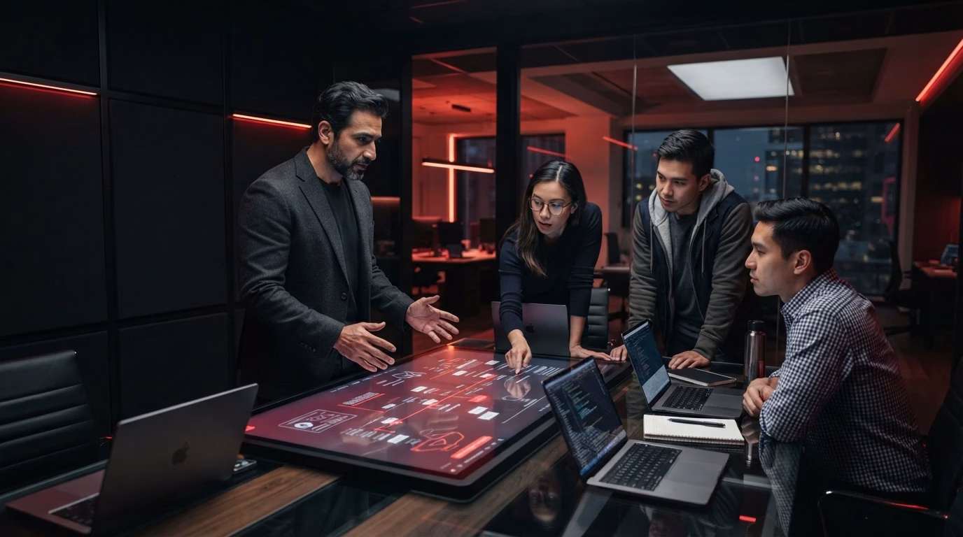 Software developers collaborating through flexible IT staff augmentation services