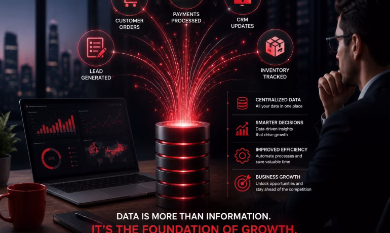 Business professionals analyzing real-time business data on digital dashboards to support business growth and smarter decision-making.