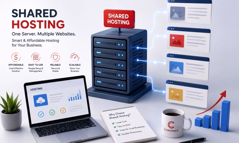 Shared hosting server powering multiple business websites securely and efficiently